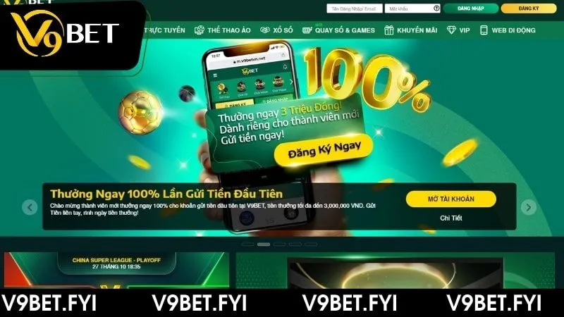 Giao diện của V9BET hiện đại, thân thiện